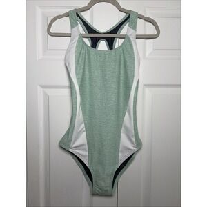TYR Racerback One Piece Swimsuit Womens Size 12 Mint Green Athletic Training